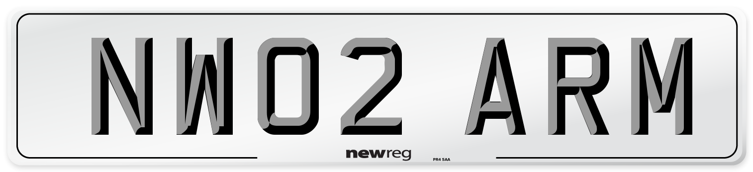 NW02 ARM Number Plate from New Reg